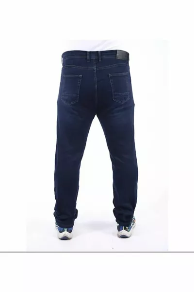 Мъжки дънки с пълна ликра, права кройка, голям размер, тъмносин