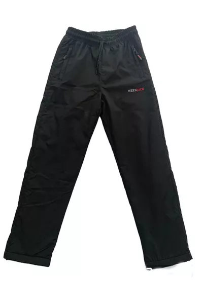 Unisex Kids' Fleece-Lined Waterproof Black Snow Pants