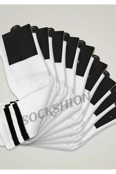 جوارب ملونة بتصميم مخطط أسود مزدوج 8 أزواج