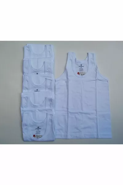 Boys' White Tank Top, Pack of 6