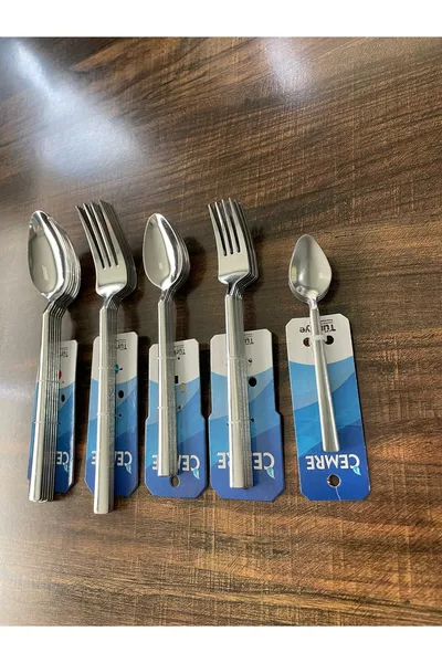 Комплект от 6 части вилици и лъжици от неръждаема стомана за 6 души, първо качество, Cemre