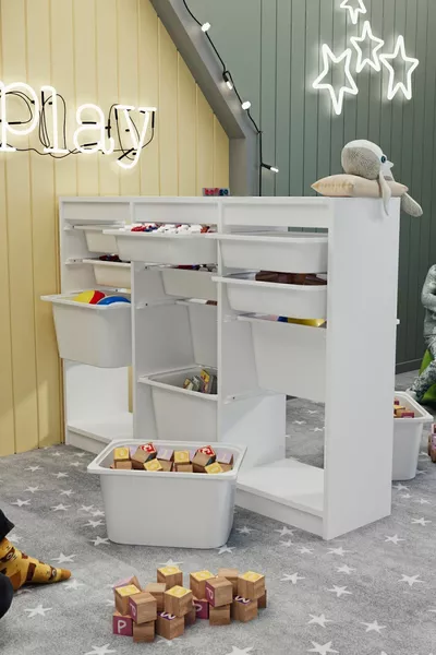 Basket Cabinet Multi-Purpose Cabinet Toy Cabinet Lara White