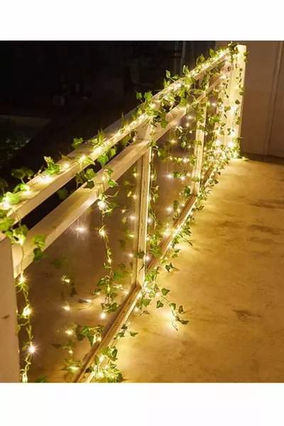 5 Метра изкуствен зелен бръшлян с LED светлина 2 клона Декоративна украса за хоби