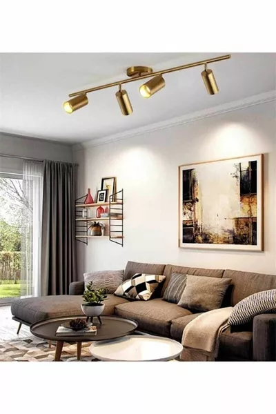 سبوتي (الضوء الأصفر) تصميم عصري لغرفة المعيشة - المطبخ - المقهى، لون معتق، لمبة LED، ثريا بأربعة مصابيح