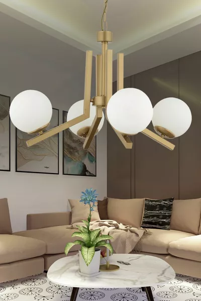 ثريا غرفة نوم عصرية للشباب مع زجاج أبيض مطلي قديم مورغان 4