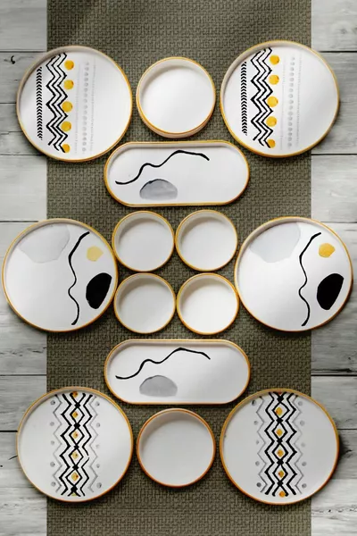  Parça 6 Kişilik Axial  Stackable Kahvaltı Takımı - Lüx Kahvaltılık Sunum Seti Tabağı