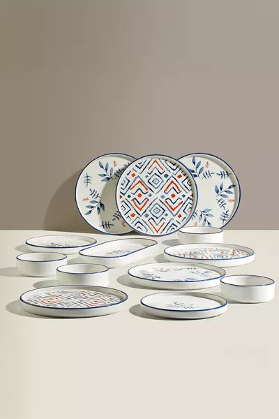 Blue Orange 6 Kişilik  Parça Seramik Kahvaltı Takımı