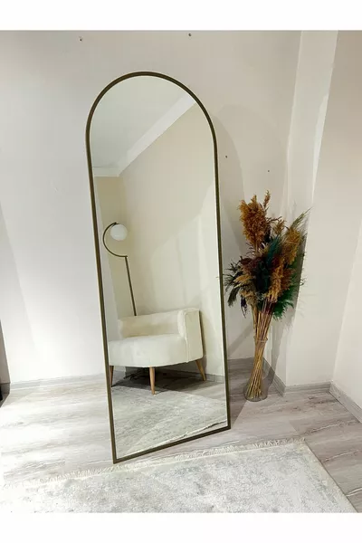 Metal Frame Gold Antique Oval Floor Mirror cm