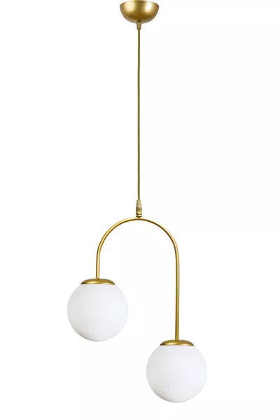 Janin Moderner Salon - Küche - Schlafzimmer Hängeleuchte Antik Weißer Körper mit Glas 2-flammig