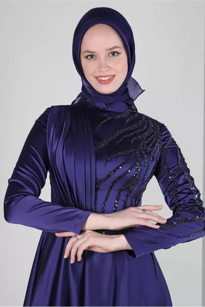 ВЕЧЕРНЕЕ ПЛАТЬЕ С ДРАПИРОВКОЙ С ВЫШИВКОЙ КАМНЯМИ 