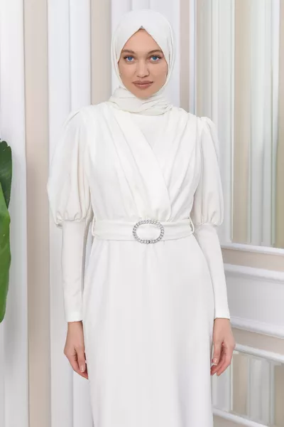 Вечерни рокли с кръстосано гмуркане с креп дизайн хиджаб