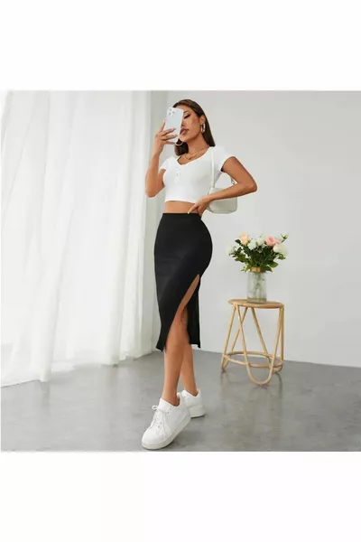 Zwarte rok met splitten voor dames