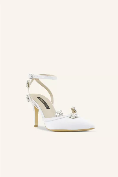 Mother-of-pearl Satin Bloom Bridal Shoes