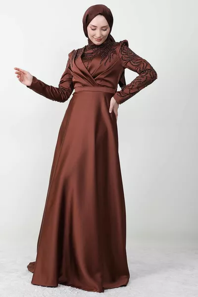 Гиза Хиджаб Вечернее Платье Кофе