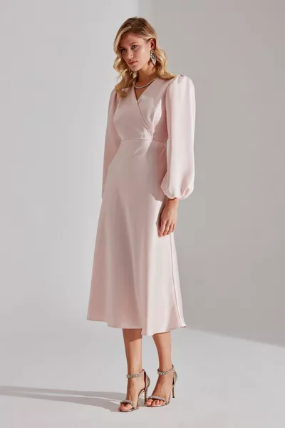 مرح مسحوق مزدوج الصدر طوق فستان متوهج