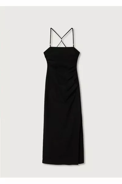 Black Cut-out Detailed Flounced Dress