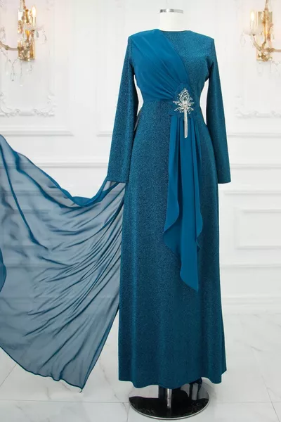 Süreyya Hijab Abendkleid Petrol