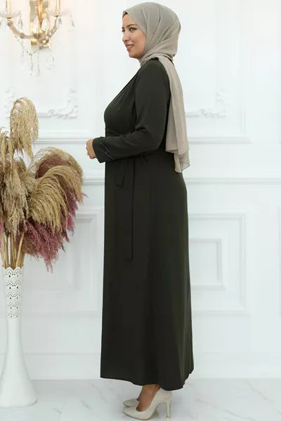 الحجاب مساء اللباس Ebrar Ferace الكاكي 