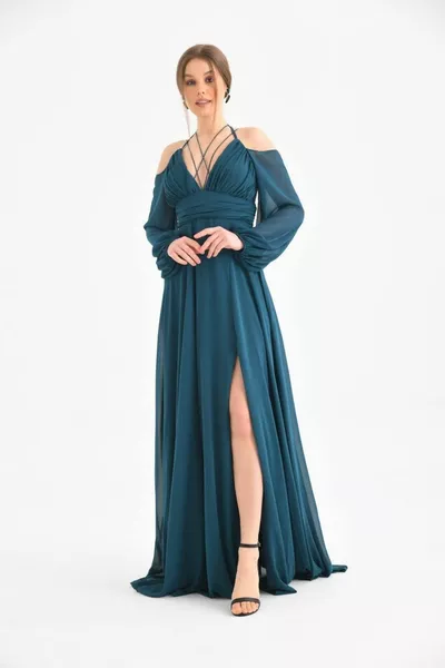 كورسيج شق مفصلة الشيفون مساء اللباس