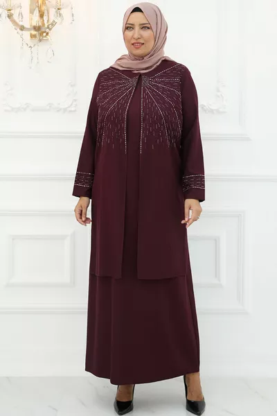 Tesettür Abiye Şükran Abiye Bordo 