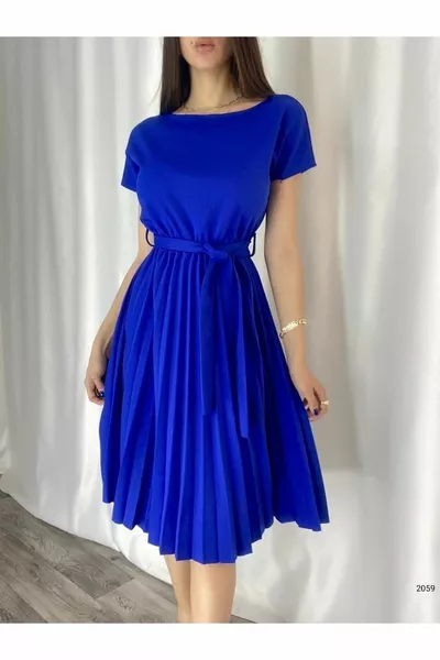 قصيرة الأكمام حزام تنورة مطوي المستوردة كريب النسيج مساء اللباس وعد الخطوبة الزفاف التخرج 