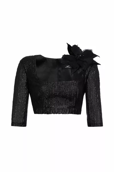 TULLE CROP TOP & SKIRT SET WITH HANDMADE FLOWERS ON THE SHOULDER