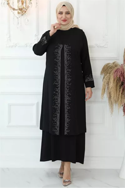 المرأة الحجر الأسود المطبوعة سترة مساء اللباس T 