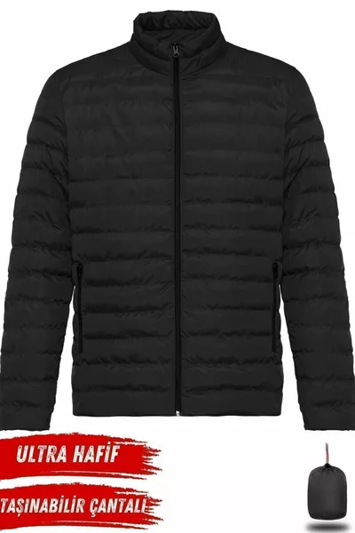 Schwarzer wasserdichter aufblasbarer, mit Gelfasern gefüllter Sportmantel für Herren