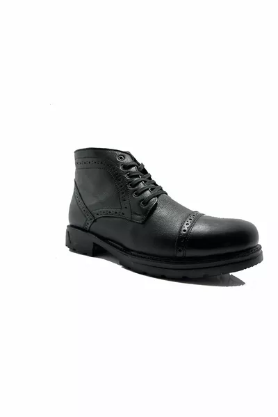  Stivali da uomo con cerniera in vera pelle nera