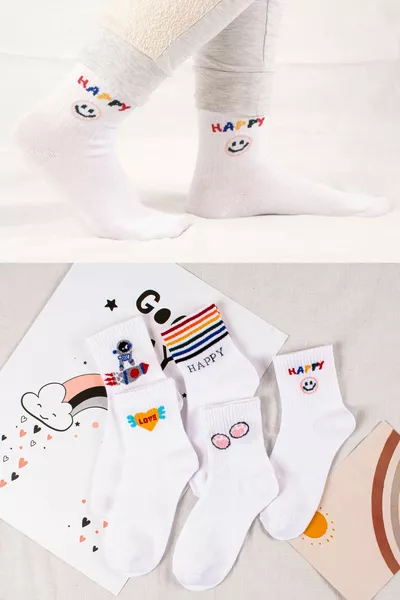 5 paia di calzini fantasia felici da donna