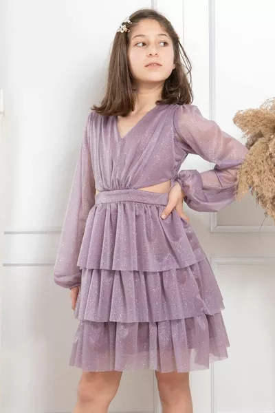 تكدرت بريق تول الأطفال مساء اللباس أرجواني 