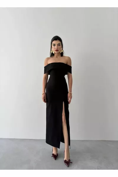 المرأة الأبيض مادونا الرقبة فستان طويل