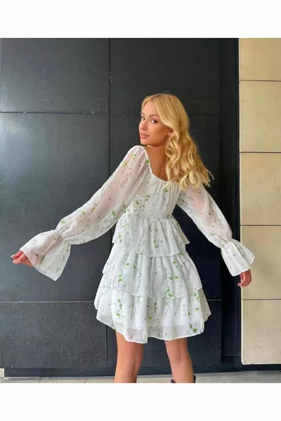 Жените мини шифон цветен модел Glop рокля