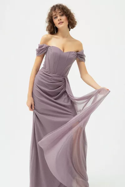 المرأة الخزامى الباليه مشد مفصلة بريق طويل مساء اللباس