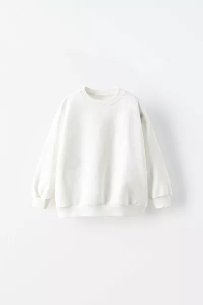 سويت شيرت أساسي للأطفال بأكمام طويلة مصنوعة من قماش قطني سميك