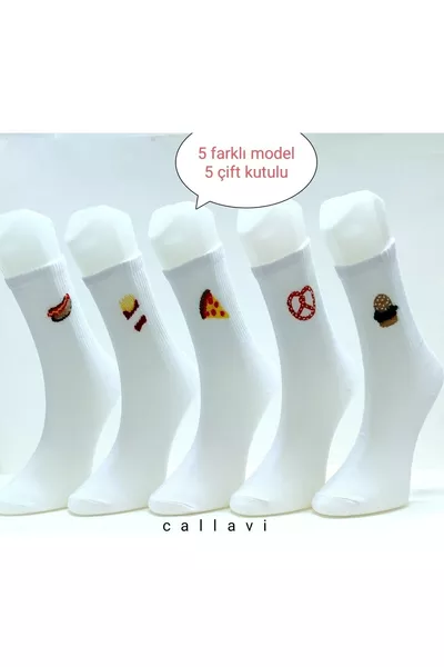 جوارب كوليج سوكيت بطبقة قطنية مع صندوق، 5 أزواج