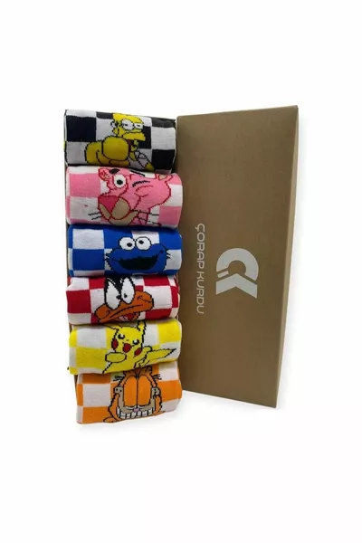 6er-Set Bunte Gemusterte Sockensocken