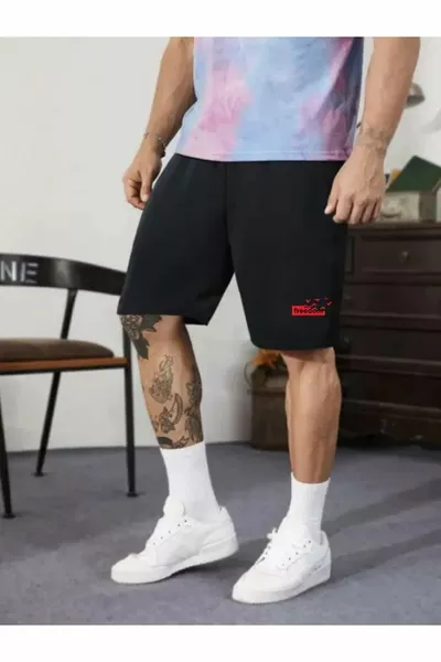 Shorts de sport pour hommes en coton noir pour basket, football, fitness, exercice et course