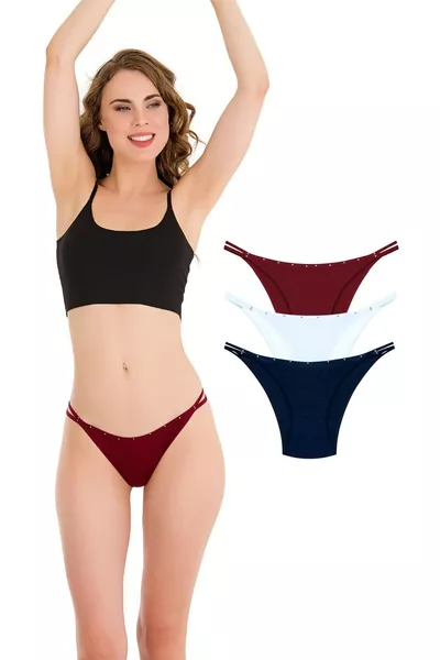  Bikinibroekje met dubbele koord- en steenaccenten 