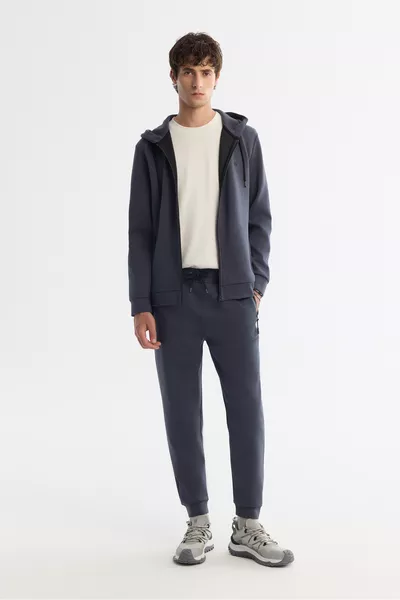 بنطال رياضي رجالي رمادي غامق بخصر مطاطي وحبل شد من بي-سترتش بمقاس عادي 