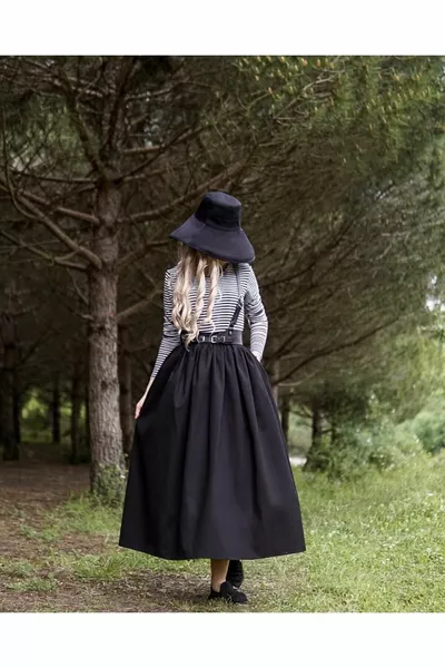 Черная винтажная юбка с карманами