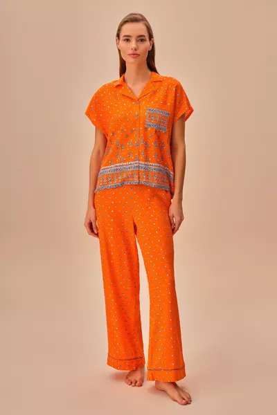طقم بيجامة رجالي برتقالي