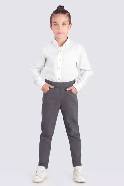 بنطال مدرسي صبي بخصر مطاطي وجيوب