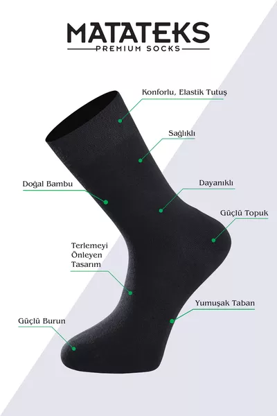 Bamboe Heren Sokkel Lange Rechte Zwarte Sokken -Draad Naadloos Premium Set van 6