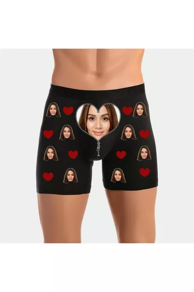 بوكسر رجالي ممتع بتفاصيل سحاب وصور شخصية