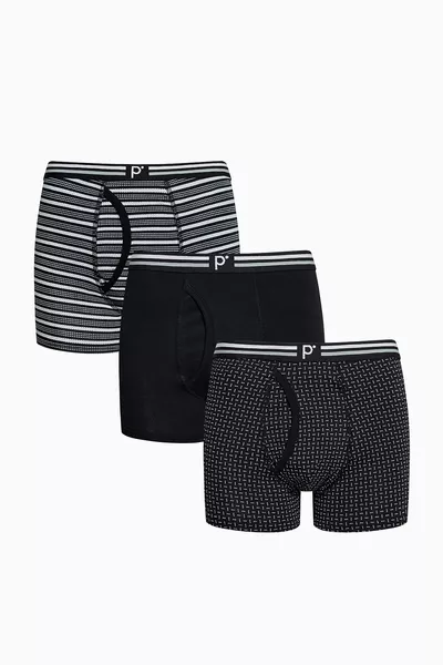 بوكسر ثلاثي متعدد الألوان بتصميم أسود