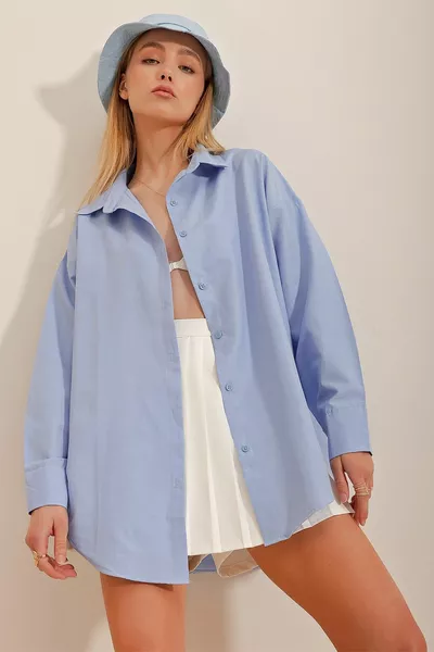 قميص منسوج طويل كبير الحجم للسيدات 