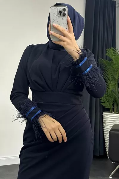 Вечерна рокля Ecem Тъмносиня