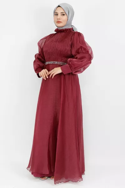 Dahlia Stof Riem Steen Hijab Avondjurk