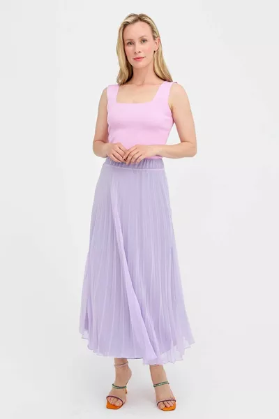 Плисирана пола от шифон с ластик талия - LILA